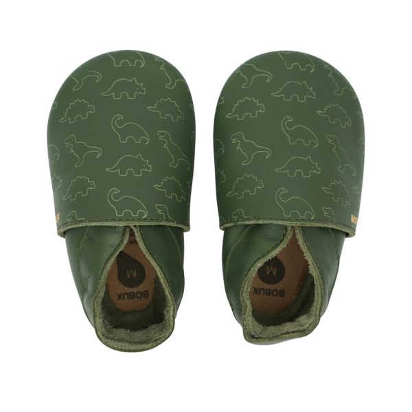 Βρεφικα παπουτσάκια Bobux soft sole - Πράσινο, δεινόσαυροι