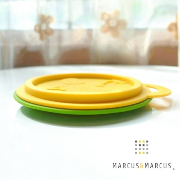 Μπολ φαγητού σιλικόνης, πτυσσόμενο, με καπάκι - Marcus and Marcus - Πράσινο-κίτρινο