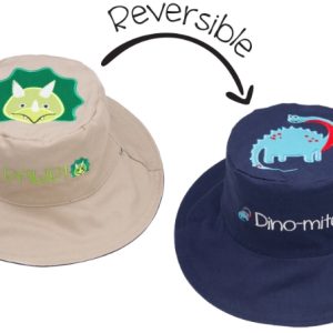 Καπέλο διπλής όψης, αντηλιακό UPF 50+, Dinos – FlapJackKids