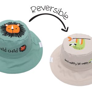 Καπέλο διπλής όψης, αντηλιακό UPF 50+, Lion/Sloth – FlapJackKids