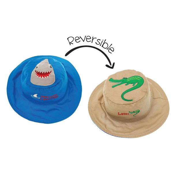 Καπέλο διπλής όψης, αντηλιακό UPF 50+, Shark/Alligator - FlapJackKids