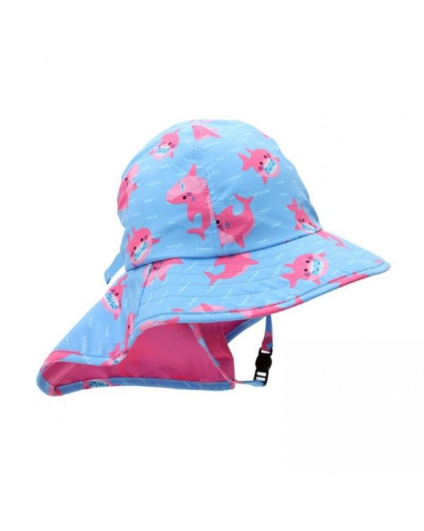Αντηλιακό καπέλο Cape UPF 50+, Pink Shark - Zoocchini